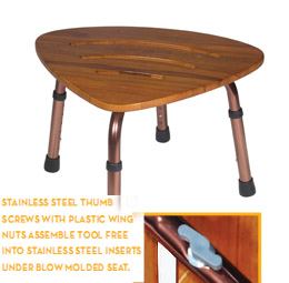 KD Teak Adjustable Height Bath Stool
